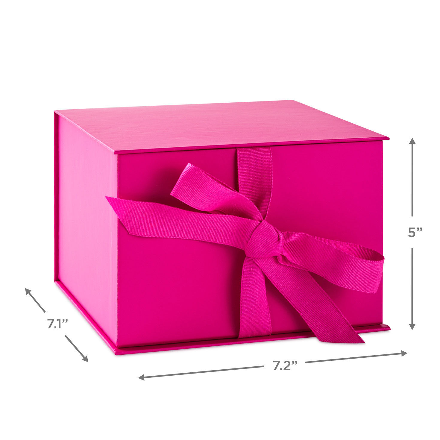 7.2" Solid Hot Pink Large Square Gift Box, Hot Pink, large image number 3