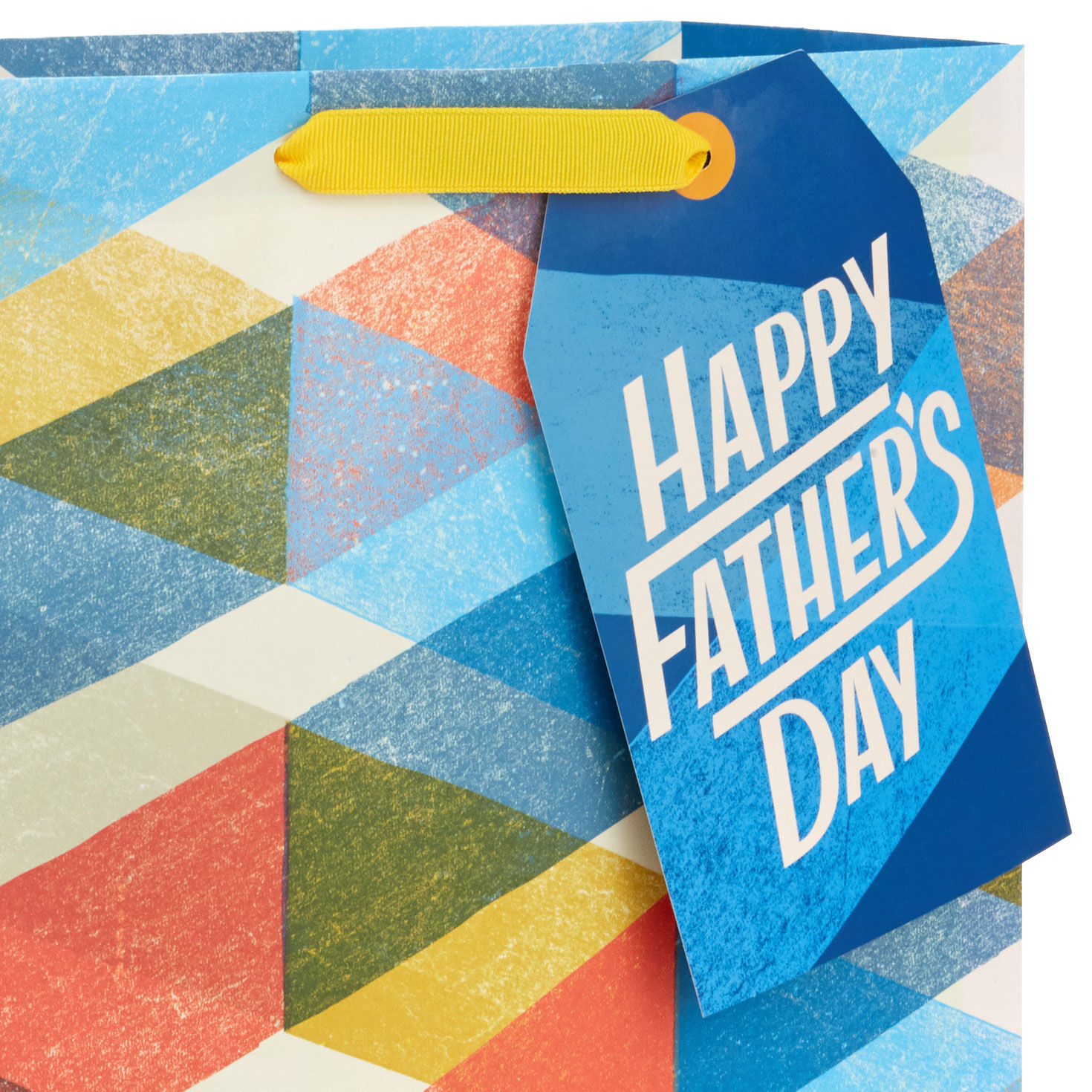 Multicolor Plaid Large Father's Day Gift Bag  image number 4