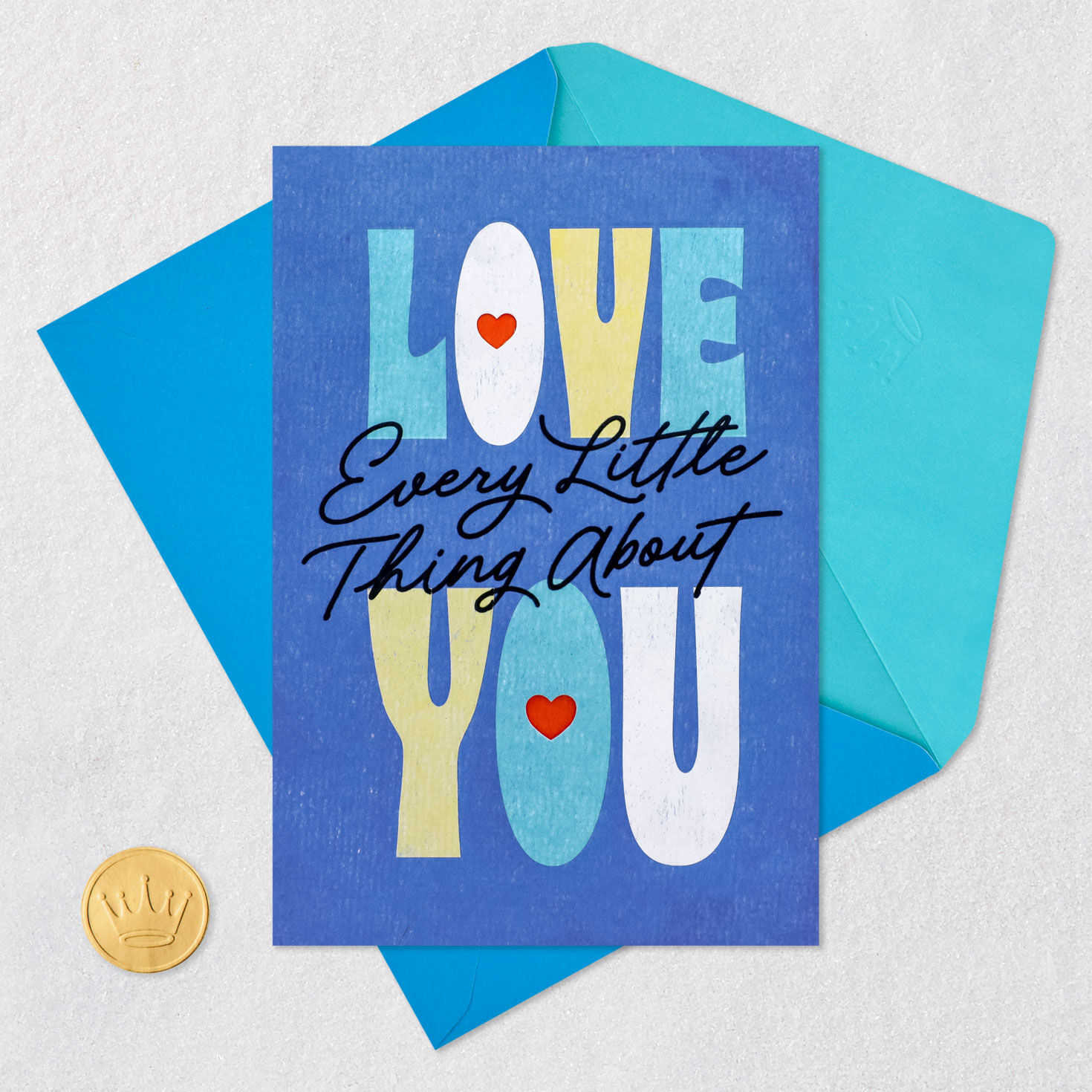 Whimsical Lettering Romantic Love Birthday Card Card Front with Envelope and Gold Seal image number 5