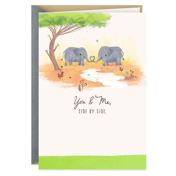 You & Me Side By Side Elephants Anniversary Card