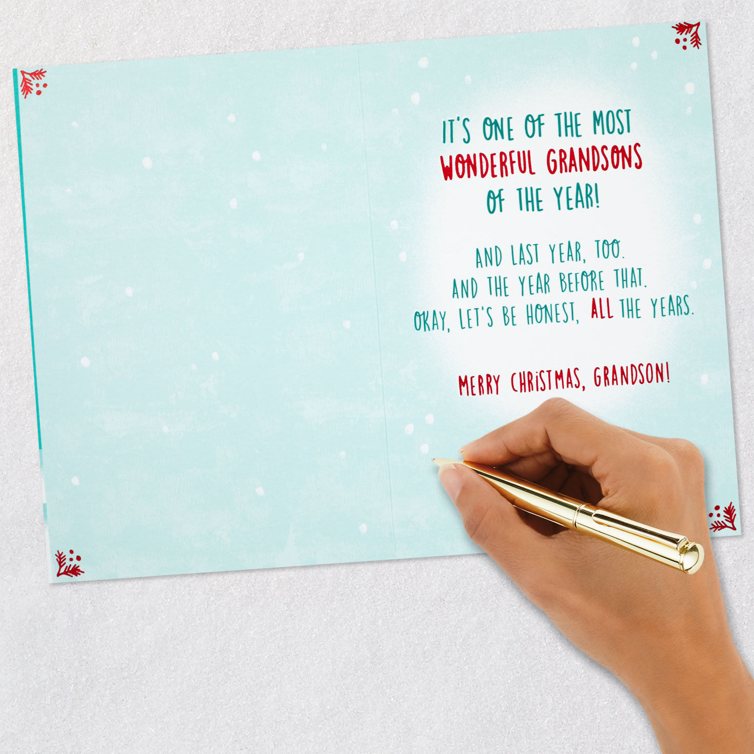 One of the Most Wonderful Grandsons Funny Christmas Card, , large image number 6