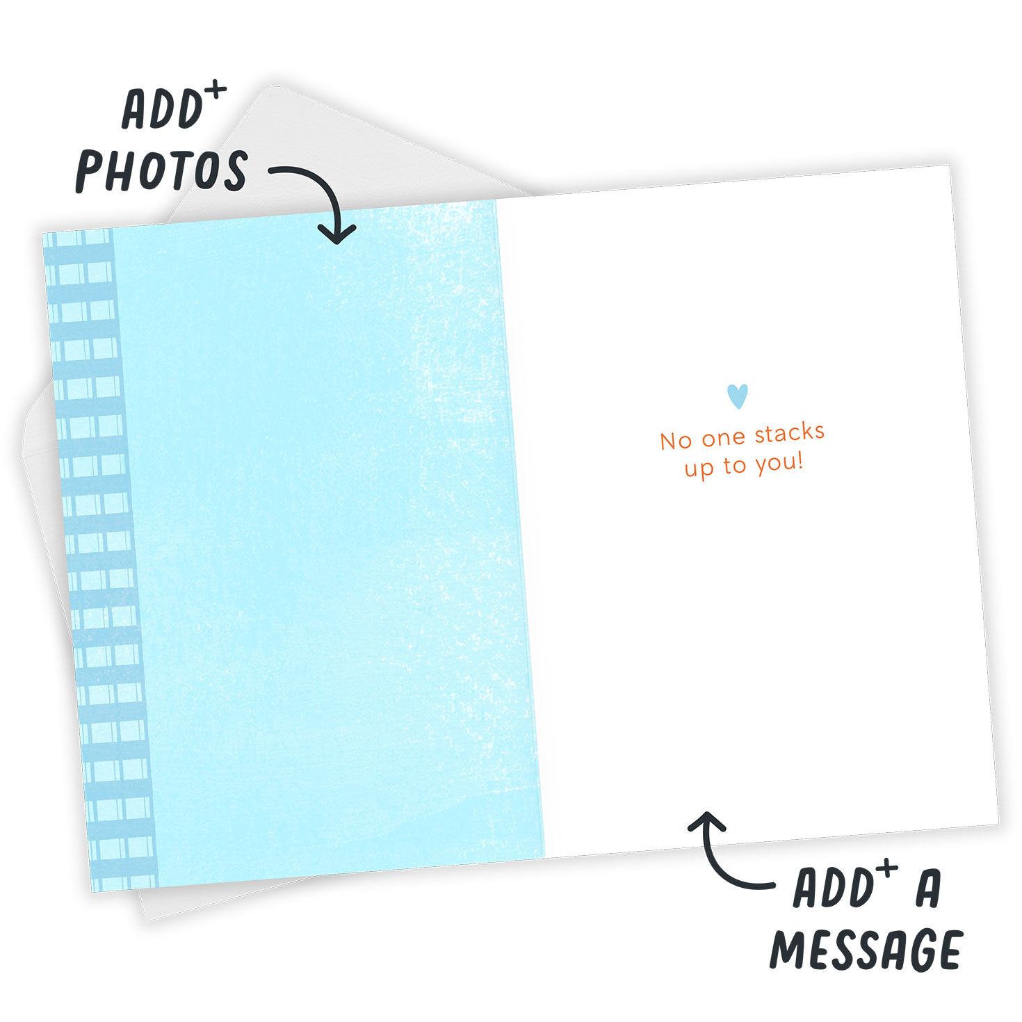 Pancakes Personalized Father's Day Card Open Card with Envelope indicating personalization image number 3