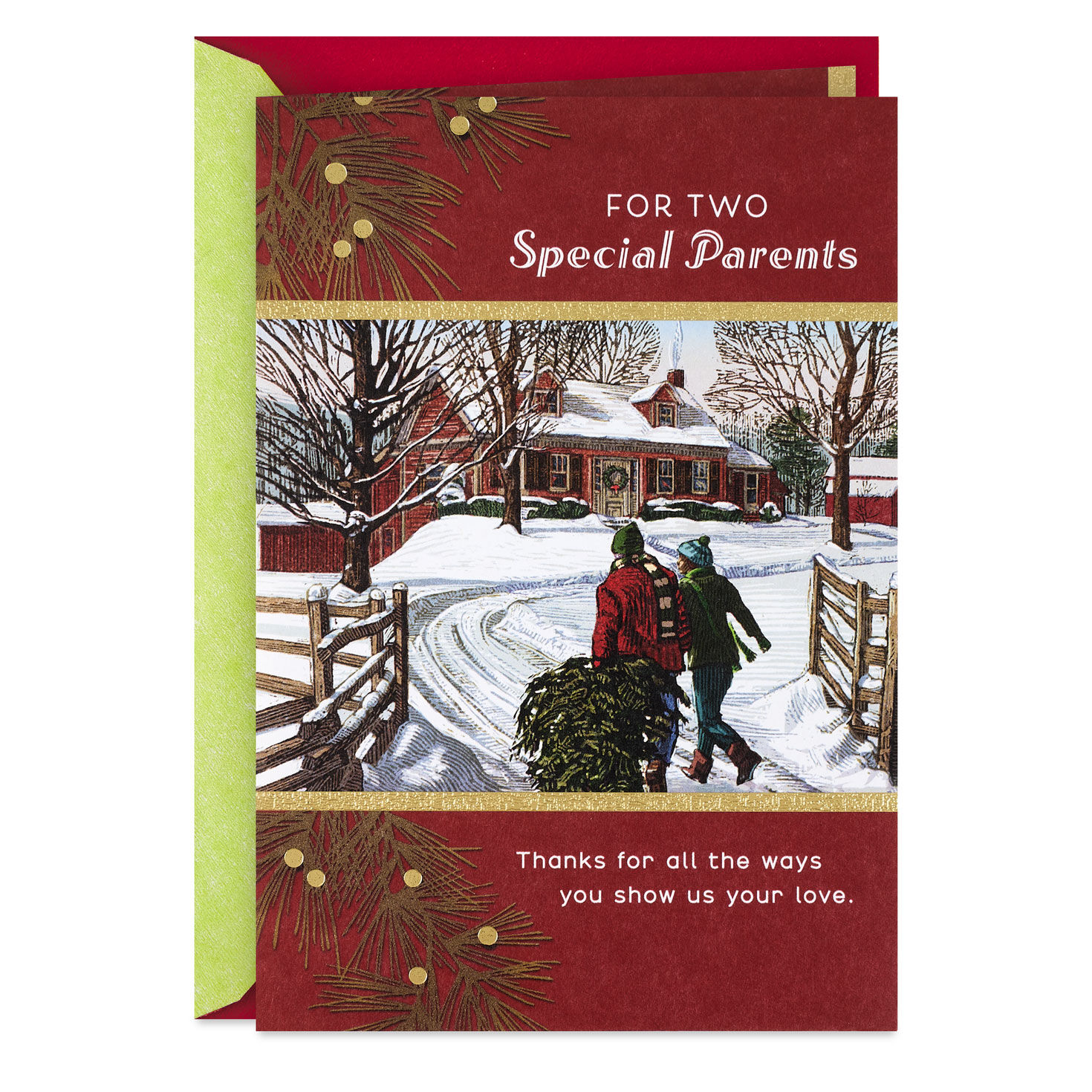 For Two Special Parents Christmas Card From All