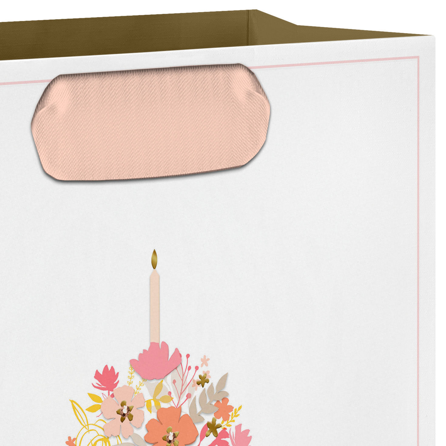 Flower-Topped Cupcake Medium Square Gift Bag Handle Detail image number 4