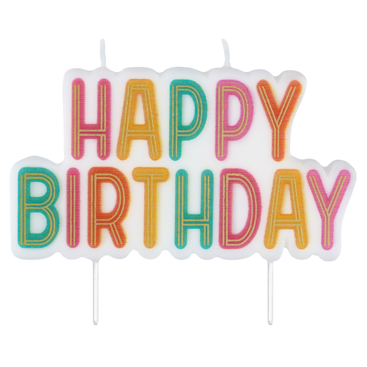 Gold and Pastel Lettering Happy Birthday Candle for only USD 6.99 | Hallmark