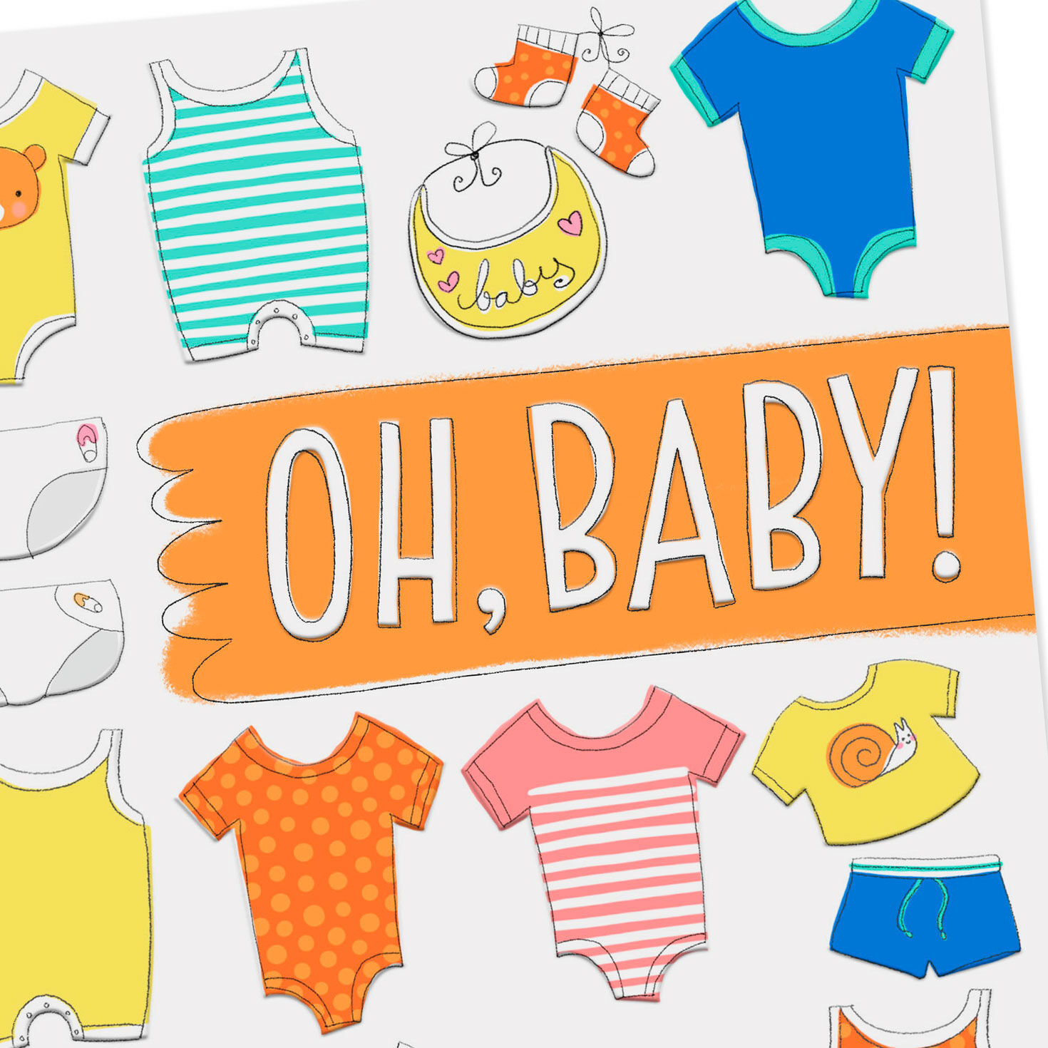 Baby Clothes, Bibs and Diapers New Baby Card Card Front Detail image number 4