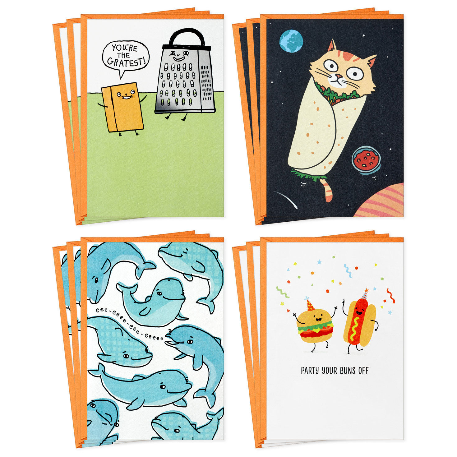Cheesy Puns Assorted Funny Cards, Pack of 12