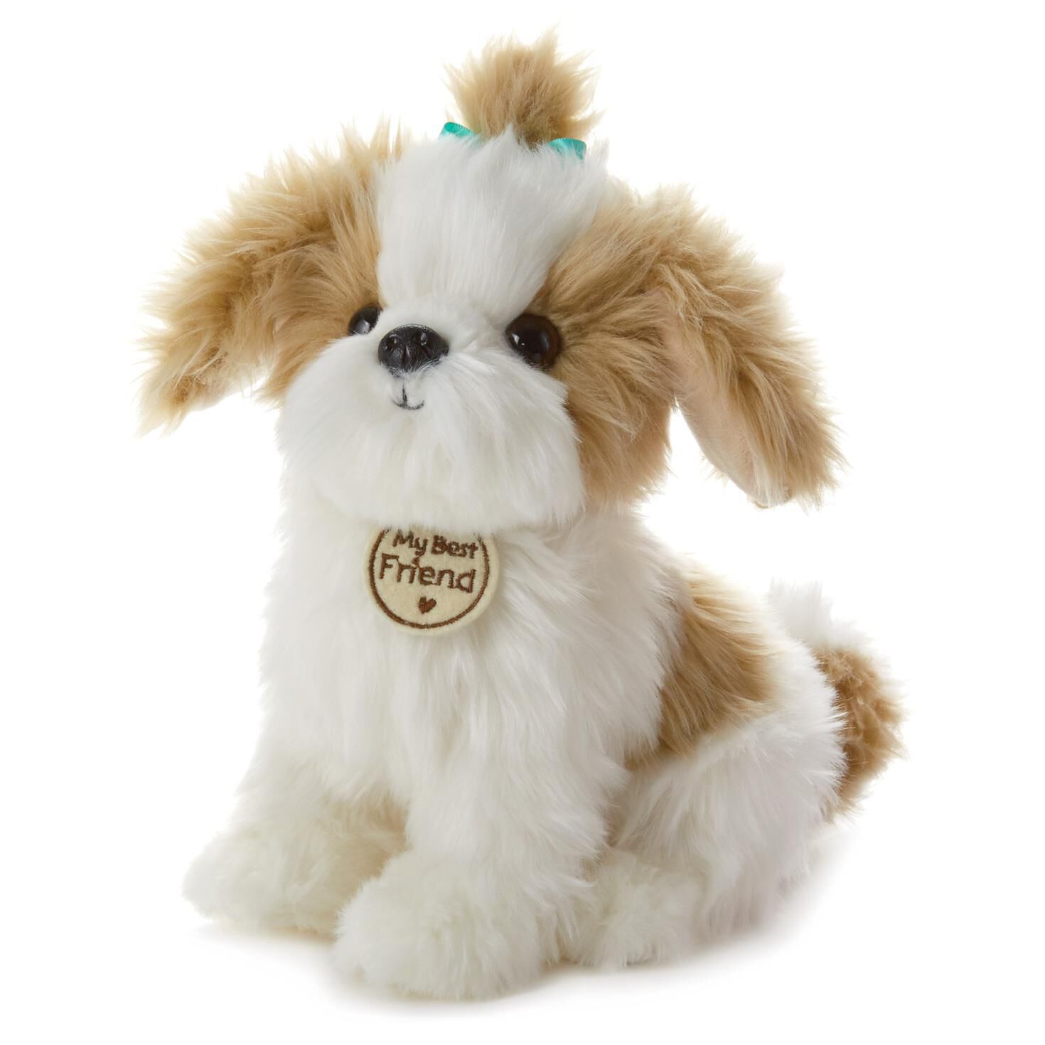 tan and white cuddly dog large stuffed animal classic stuffed life size stuffed dog