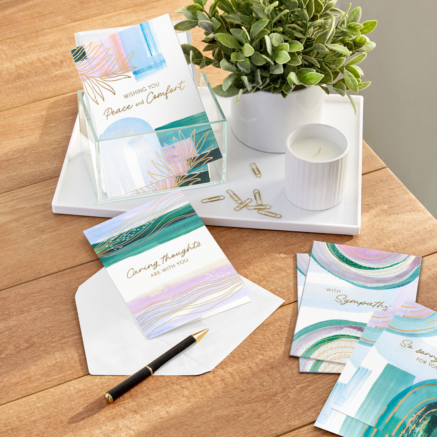 Abstract Pastel Art Sympathy Cards Assortment in use image number 7