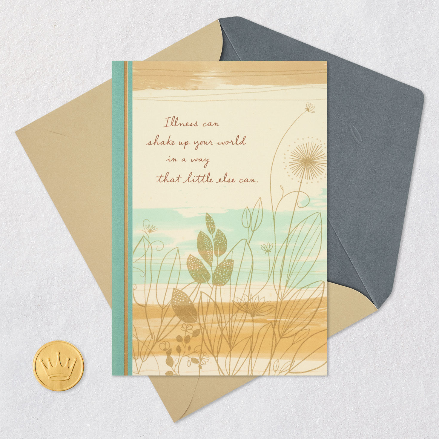 Abstract Ocean Scene Get Well Card Card Front with Envelope and Gold Seal image number 5