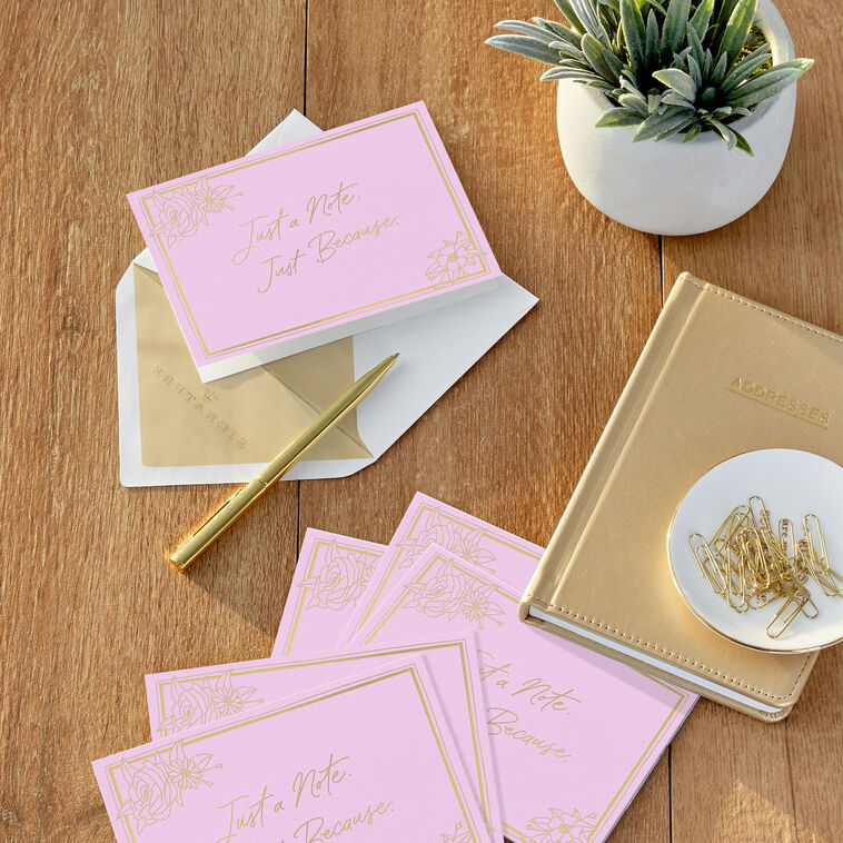Note Writing Card Just a Note on Pink Blank Notes, Pack of 10 - Note Cards & Stationery ...