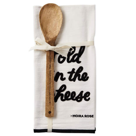 Schitt's Creek® Fold In the Cheese Tea Towel and Wooden Spoon, Set of 2, , large