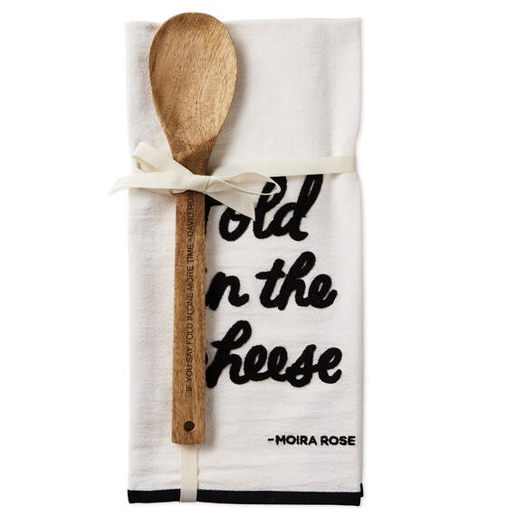 Schitt's Creek® Fold In the Cheese Tea Towel and Wooden Spoon, Set of 2