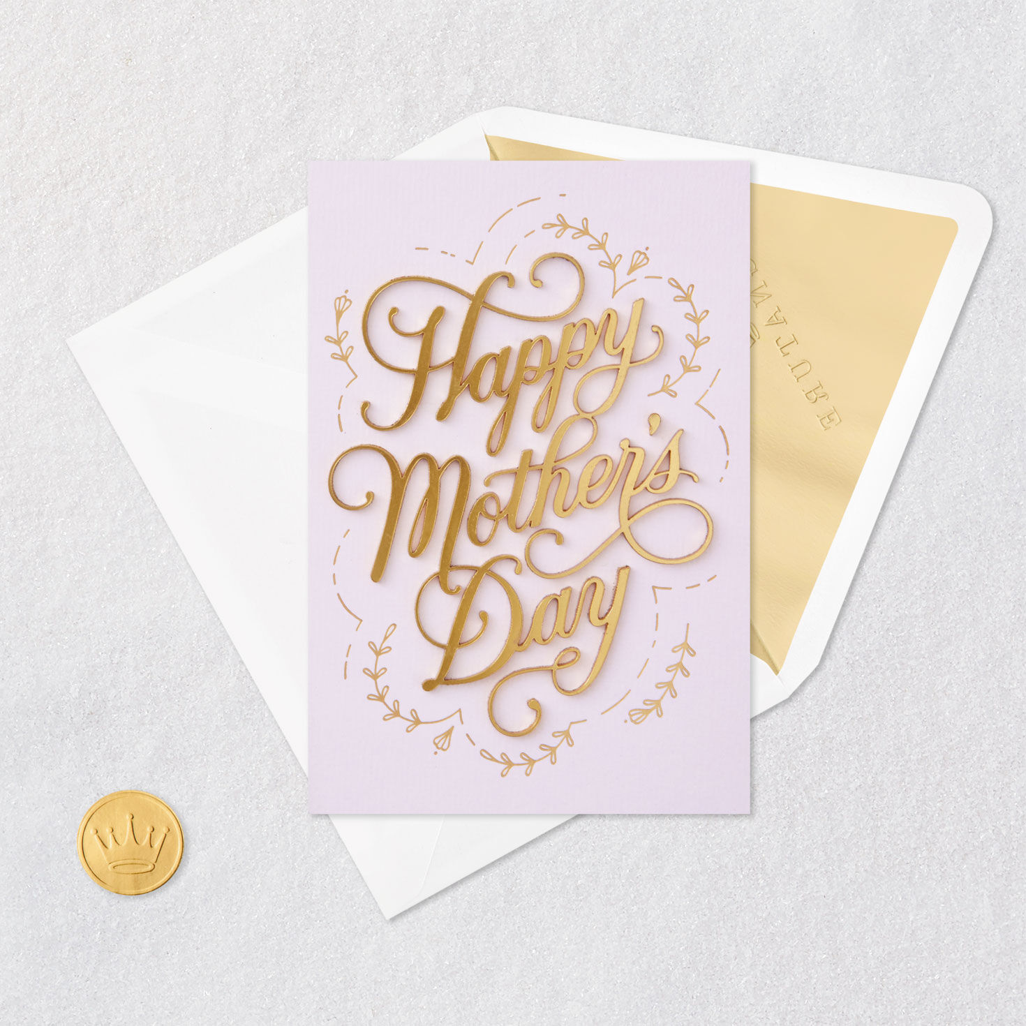 Gold Script Quote on Purple Mother's Day Card Card Front with Envelope and Gold Seal image number 5