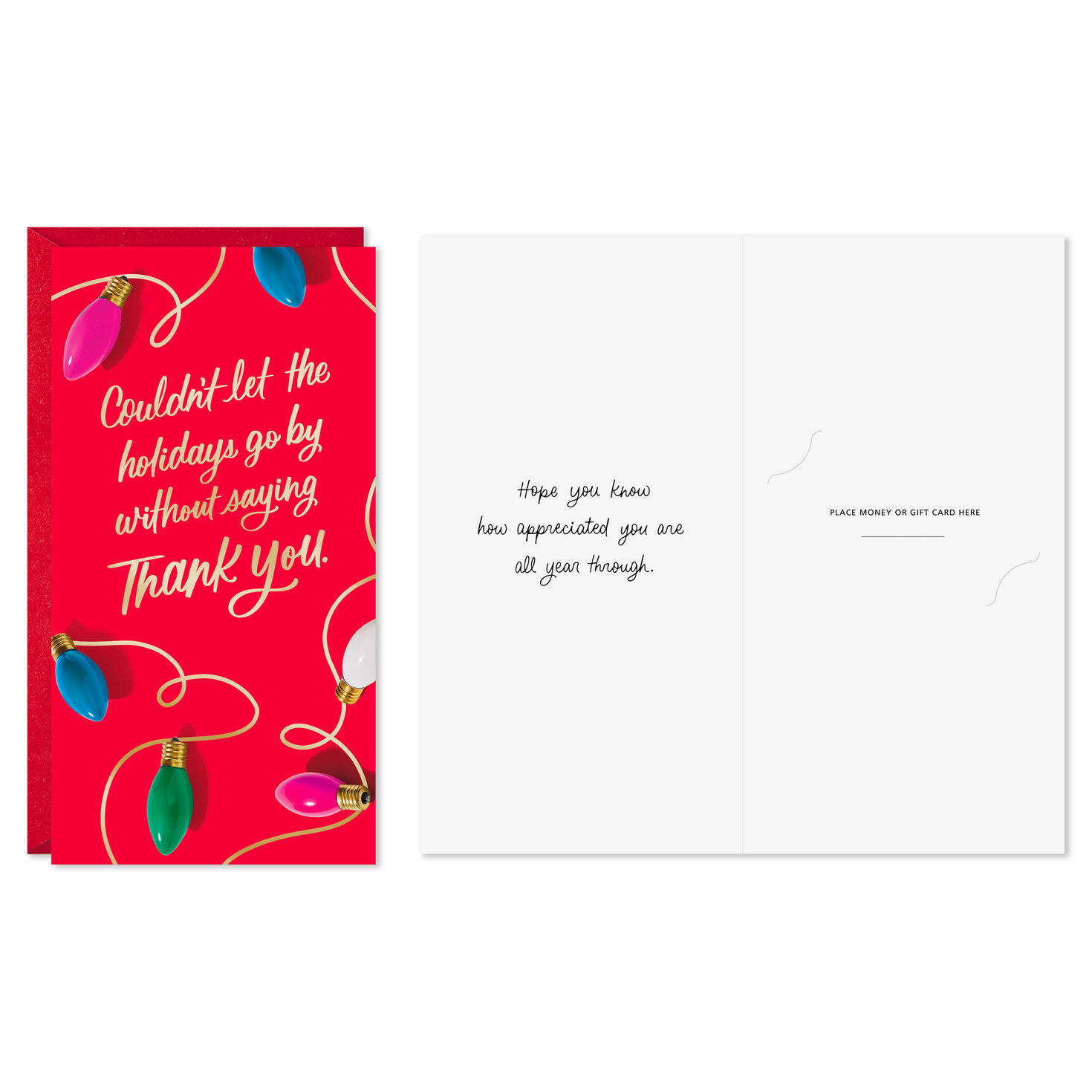 Light String on Red Money-Holder Christmas Cards Card Front with Sentiment image number 2