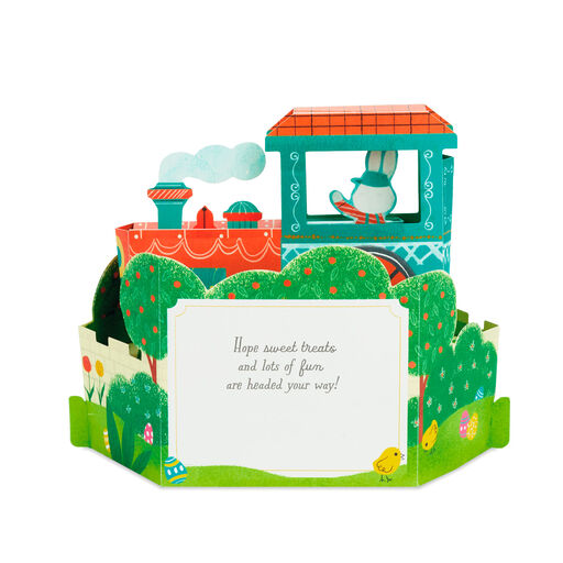 Bunny in Train Musical 3D Pop-Up Easter Card With Motion, 