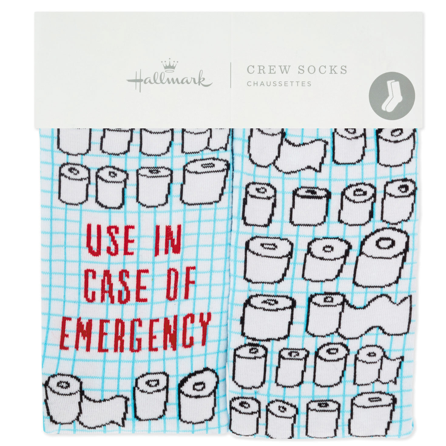 Emergency Toilet Paper Funny Novelty Crew Socks  image number 2