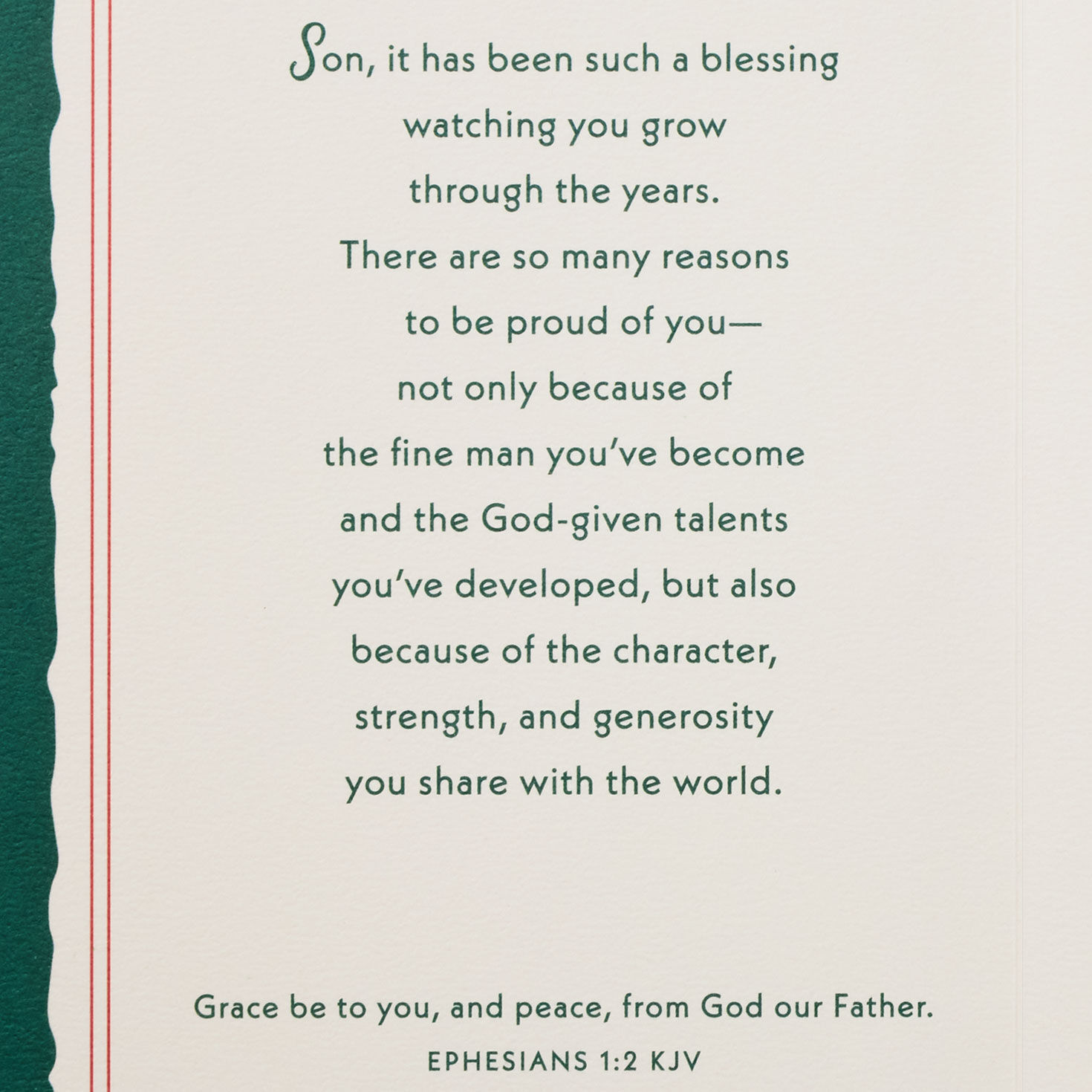 Gold Pine on Green Son Religious Christmas Card Sentiment image number 2