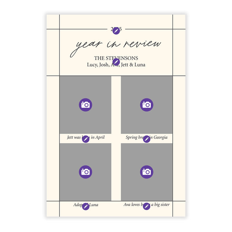 Year In Review Photo Grid Personalized Holiday Card Card Front indicating personalization image number 5