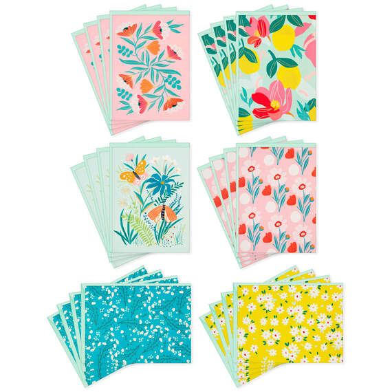 Floral Motif Boxed Blank Notes Assortment, Pack of 24