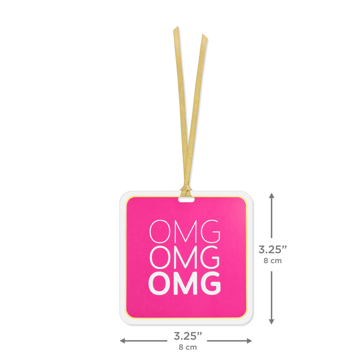 OMG on Fuchsia Single Hanging Gift Tag measurement image number 3