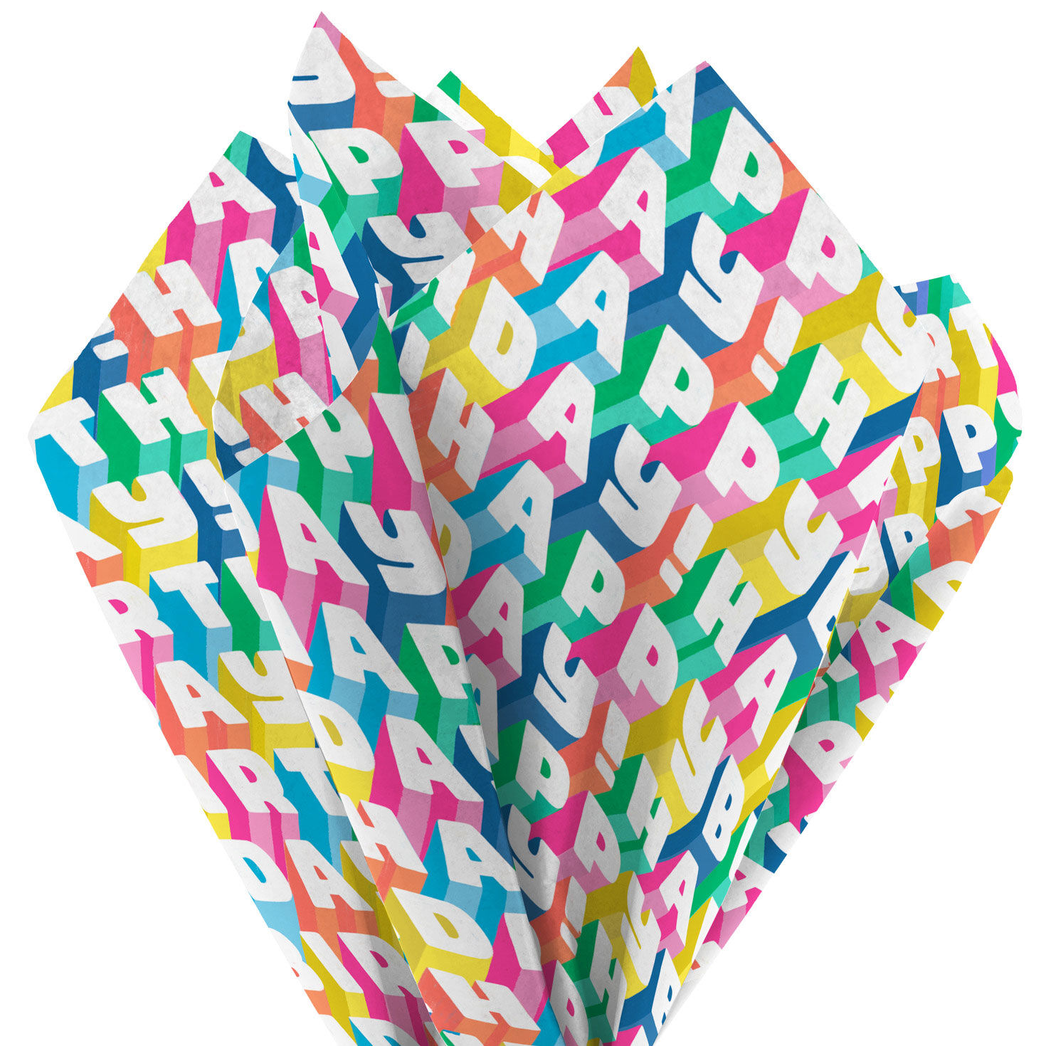 Angled All-Caps Happy Birthday Tissue Paper, 6 Sheets, Happy Birthday All-Caps, large image number 2