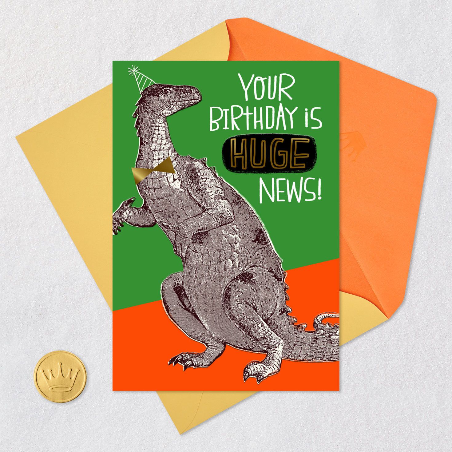 Huge News Party Dinosaur Funny Birthday Card for Kids, , large image number 5