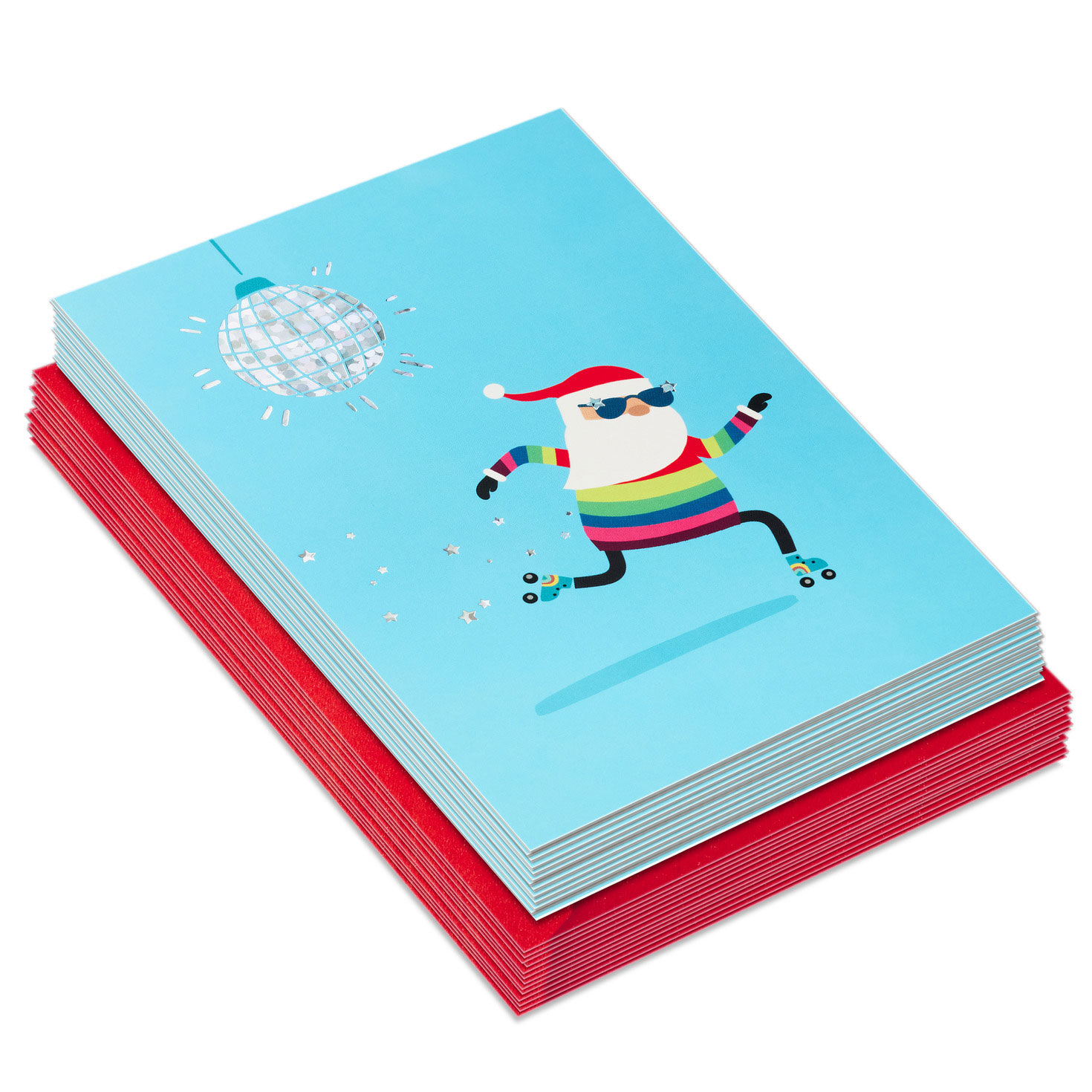 Disco Santa Claus Boxed Christmas Cards front stacked image number 2