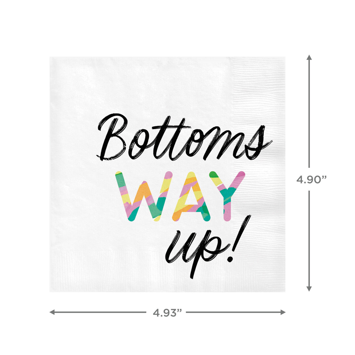 White "Bottoms Way Up" Cocktail Napkins, Set of 16, , large image number 2