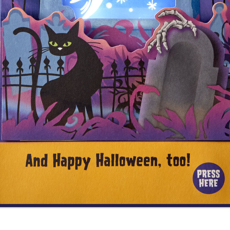 Ghosts in the Graveyard Musical Pop-Up Halloween Card With Light, , large image number 3