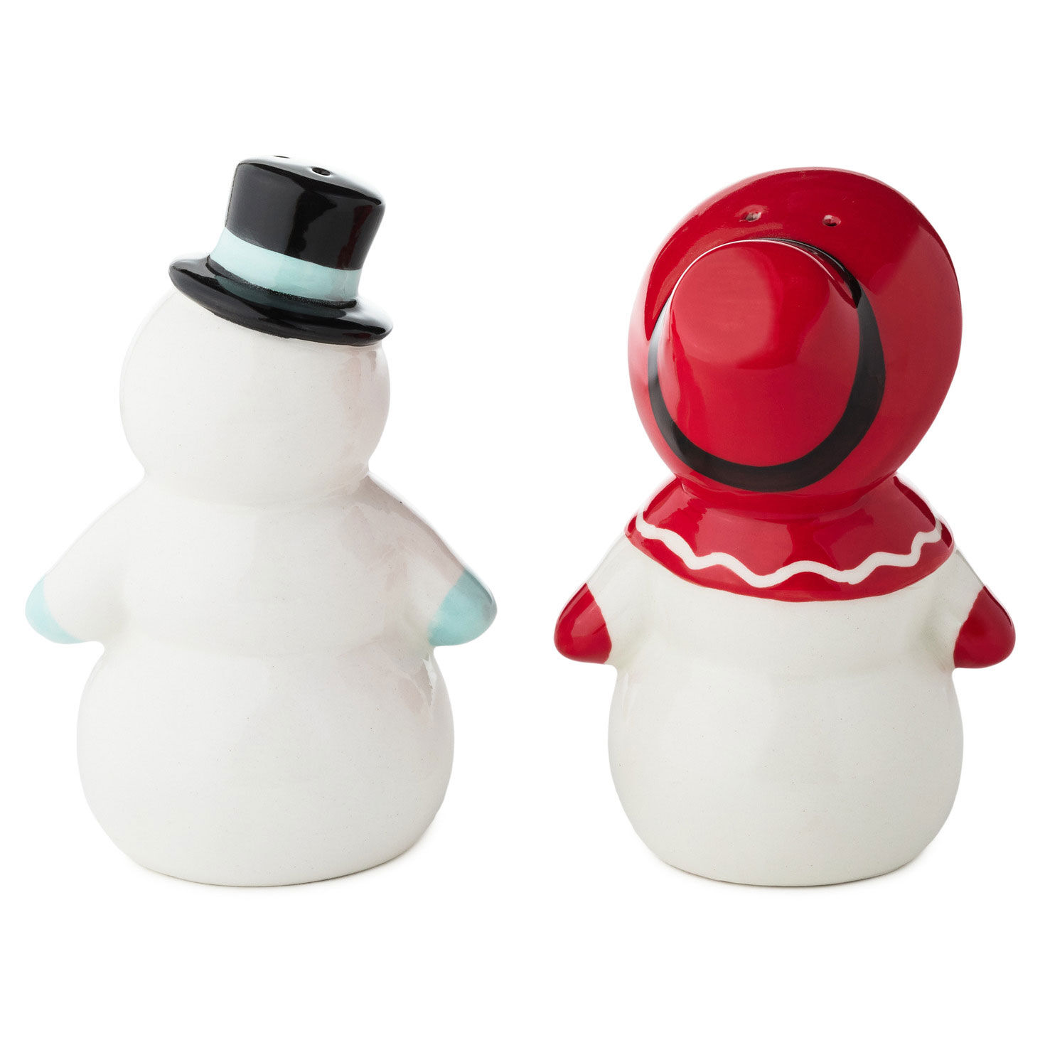Snowman and Snow Woman Salt and Pepper Shaker Set back image number 2