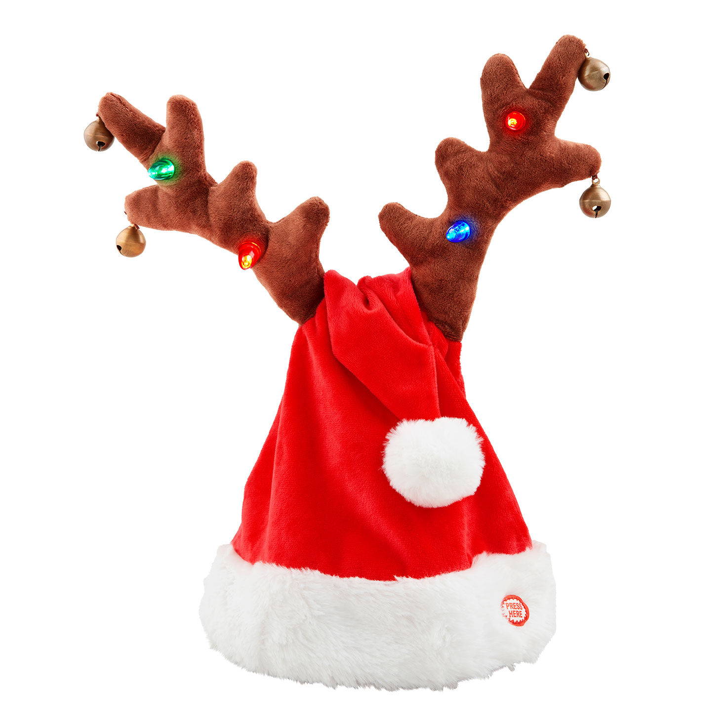 Mud Pie Dancing Musical Santa Hat With Light-Up Reindeer Antlers