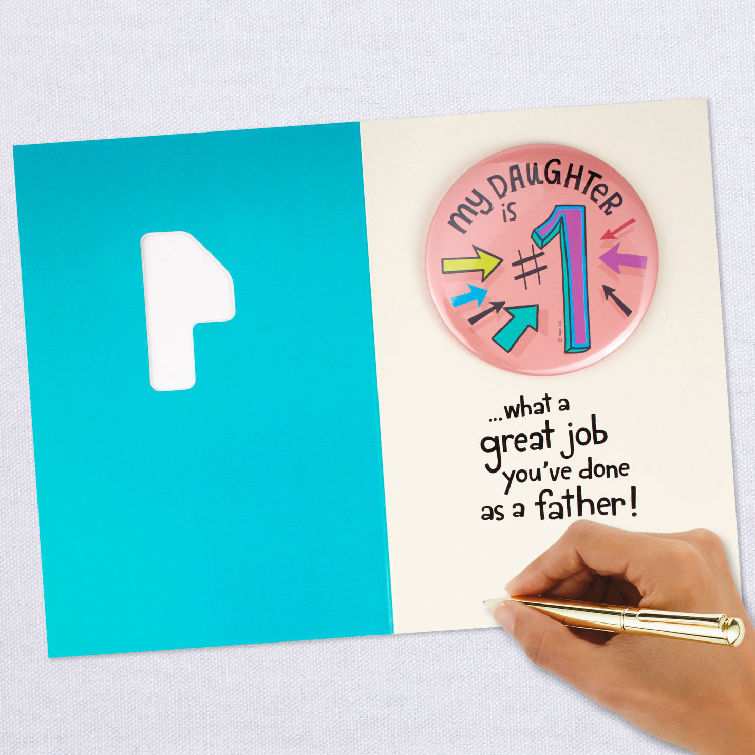 #1 Daughter Funny Card for Dad With Pin, , large image number 6