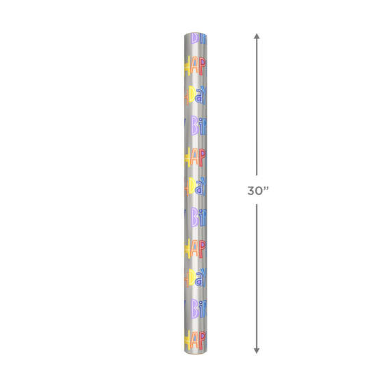 Happy Birthday on Silver Wrapping Paper Roll, 20 sq. ft., , large image number 4