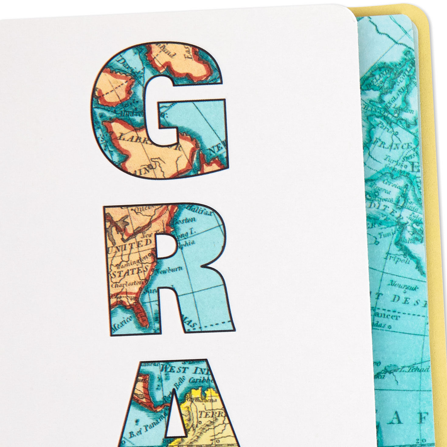 World Map Grad Lettering High School Graduation Card Card Front Detail image number 5