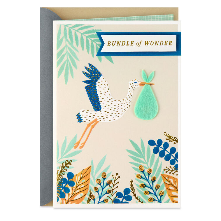 Bundle of Wonder New Baby Boy Card
