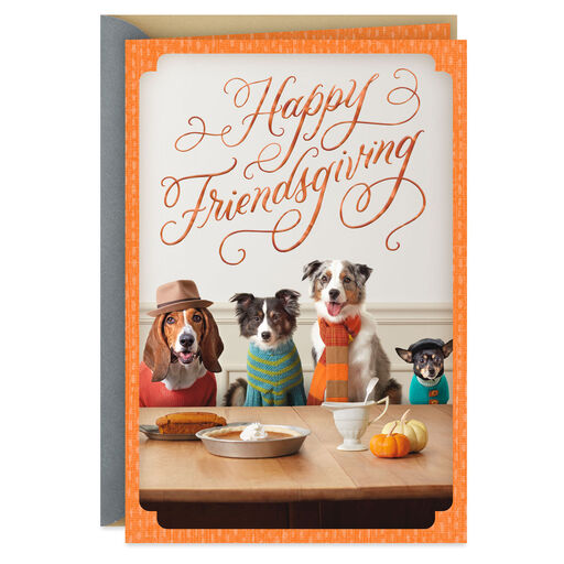 Dining Dogs Friendsgiving Cute Thanksgiving Card, 