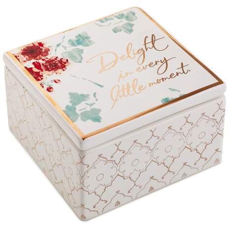 Patina Vie Delight in Every Moment Square Lidded Ceramic Box, , large