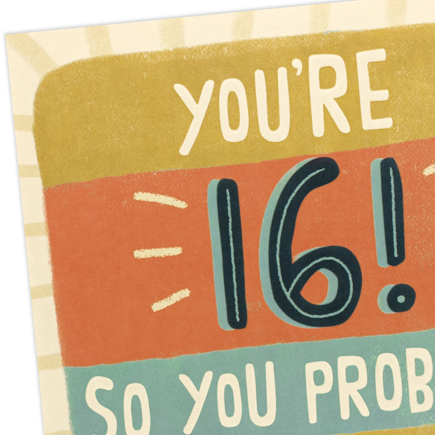 Stripe and Rays Sign 16th Birthday Card Card Front Detail image number 4