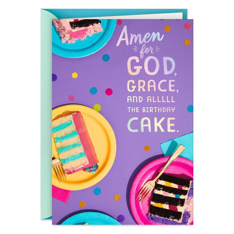 God, Grace and Alllll the Cake Religious Birthday Card