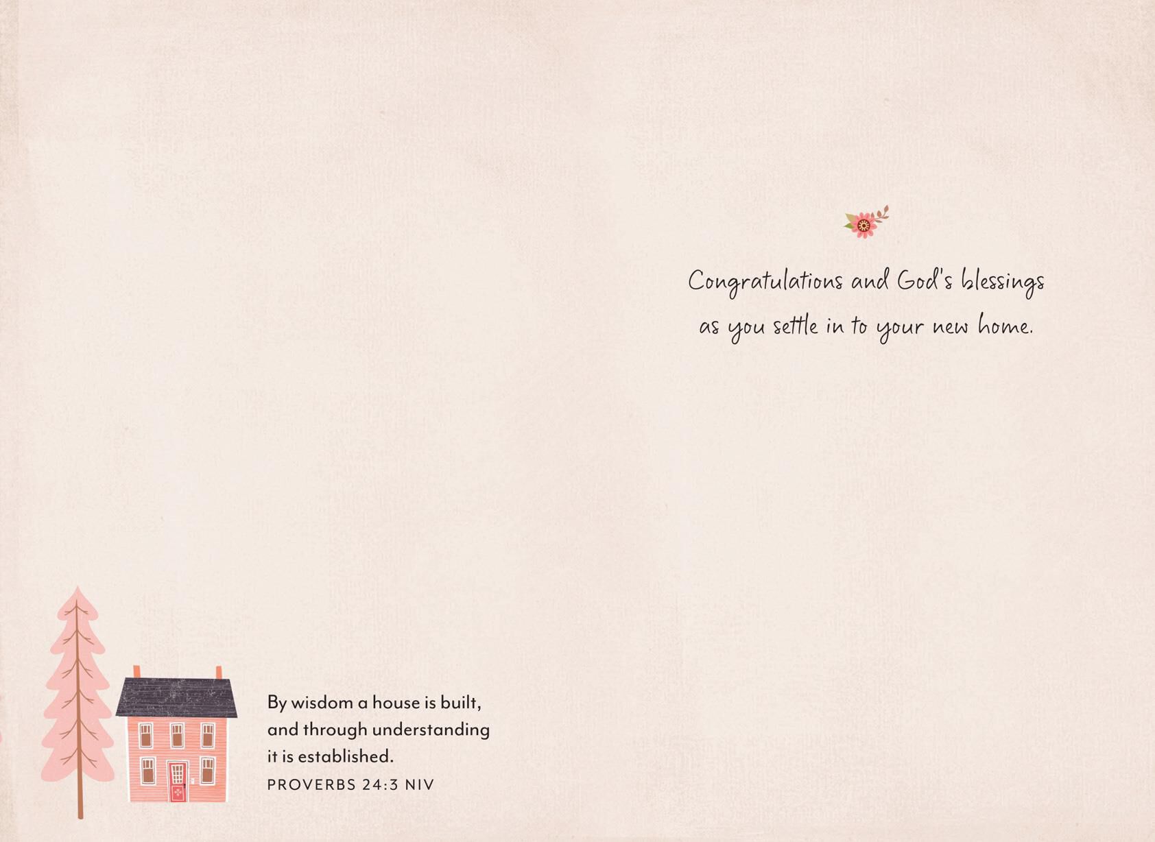 Pink House Religious New Home Congratulations Card