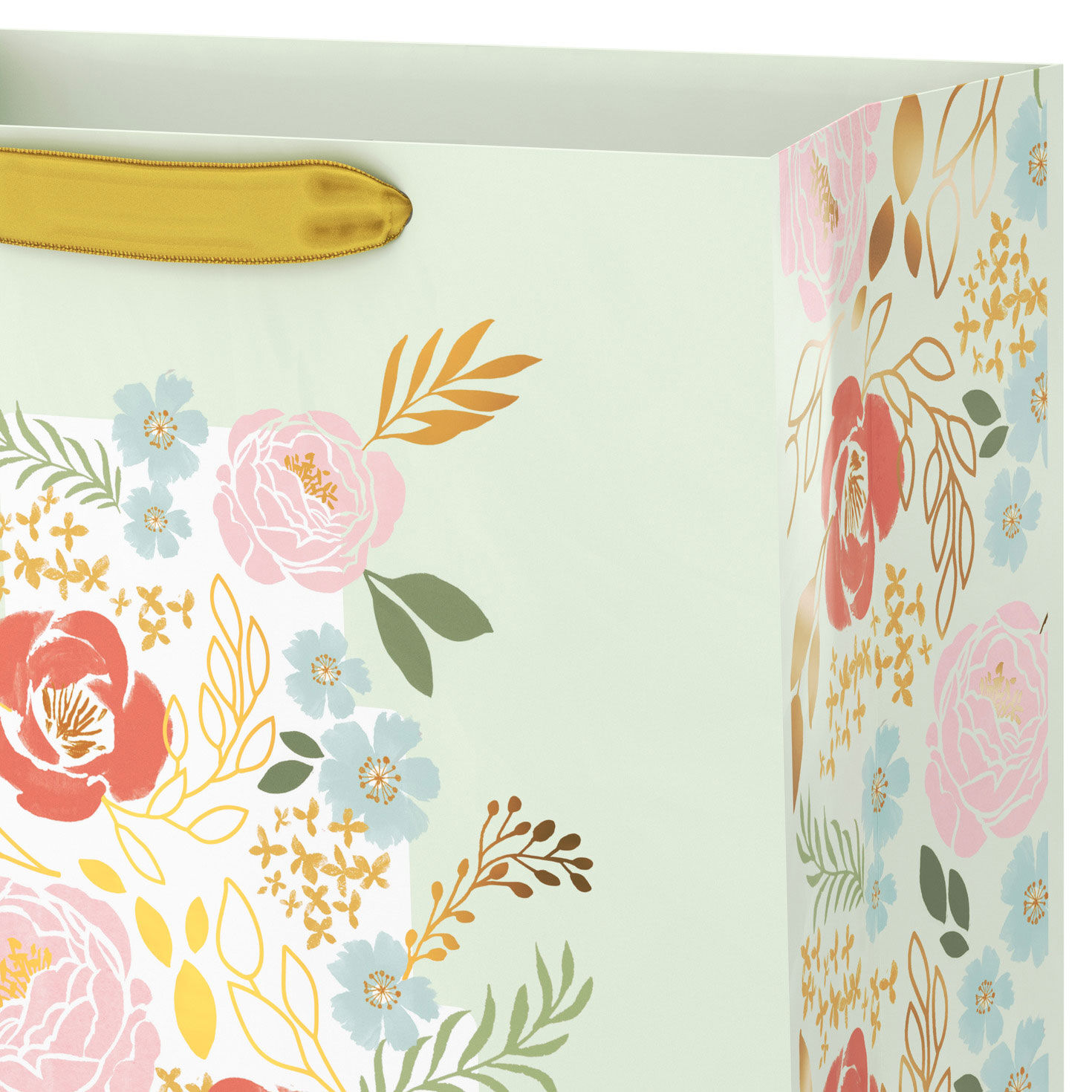 Floral Cake on Stand Large Gift Bag Handle Detail image number 4