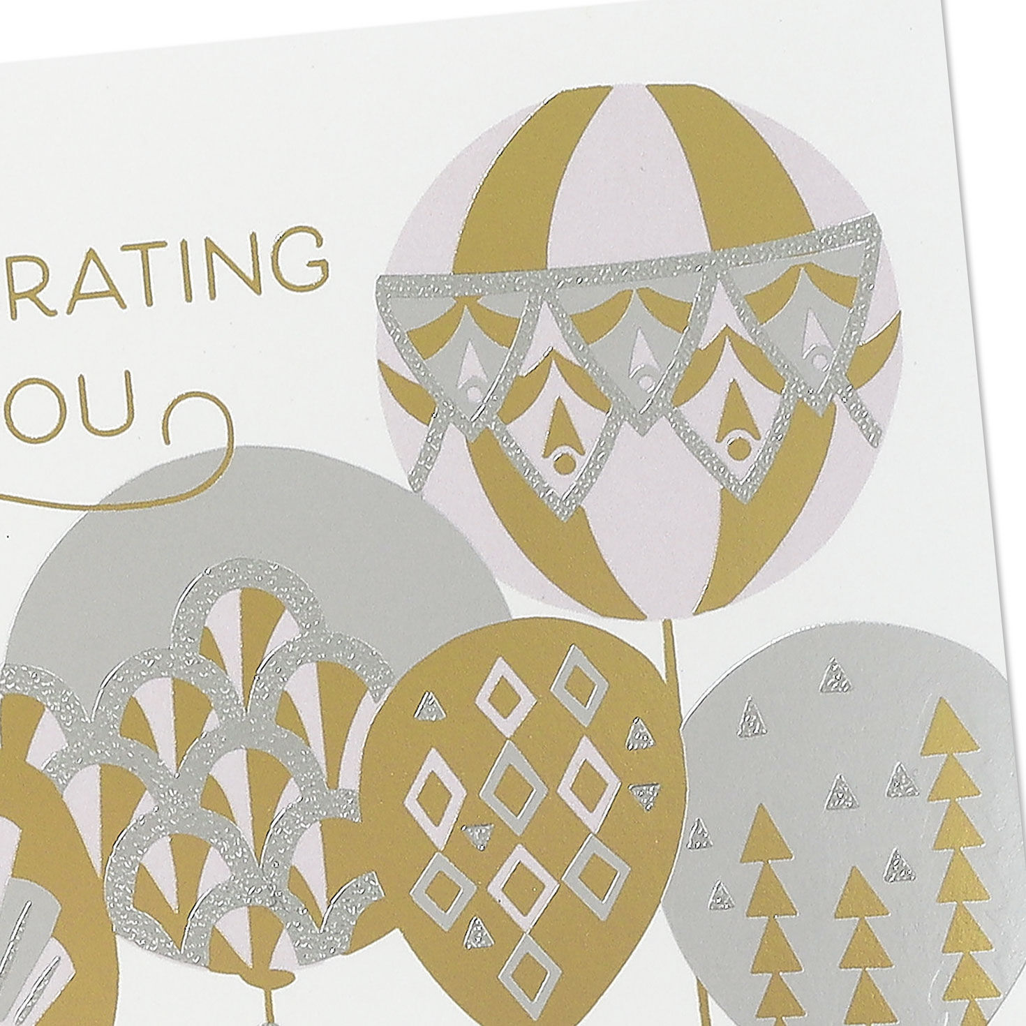 Silver and Gold Decorated Balloons Birthday Card for Her Card Front Detail image number 4