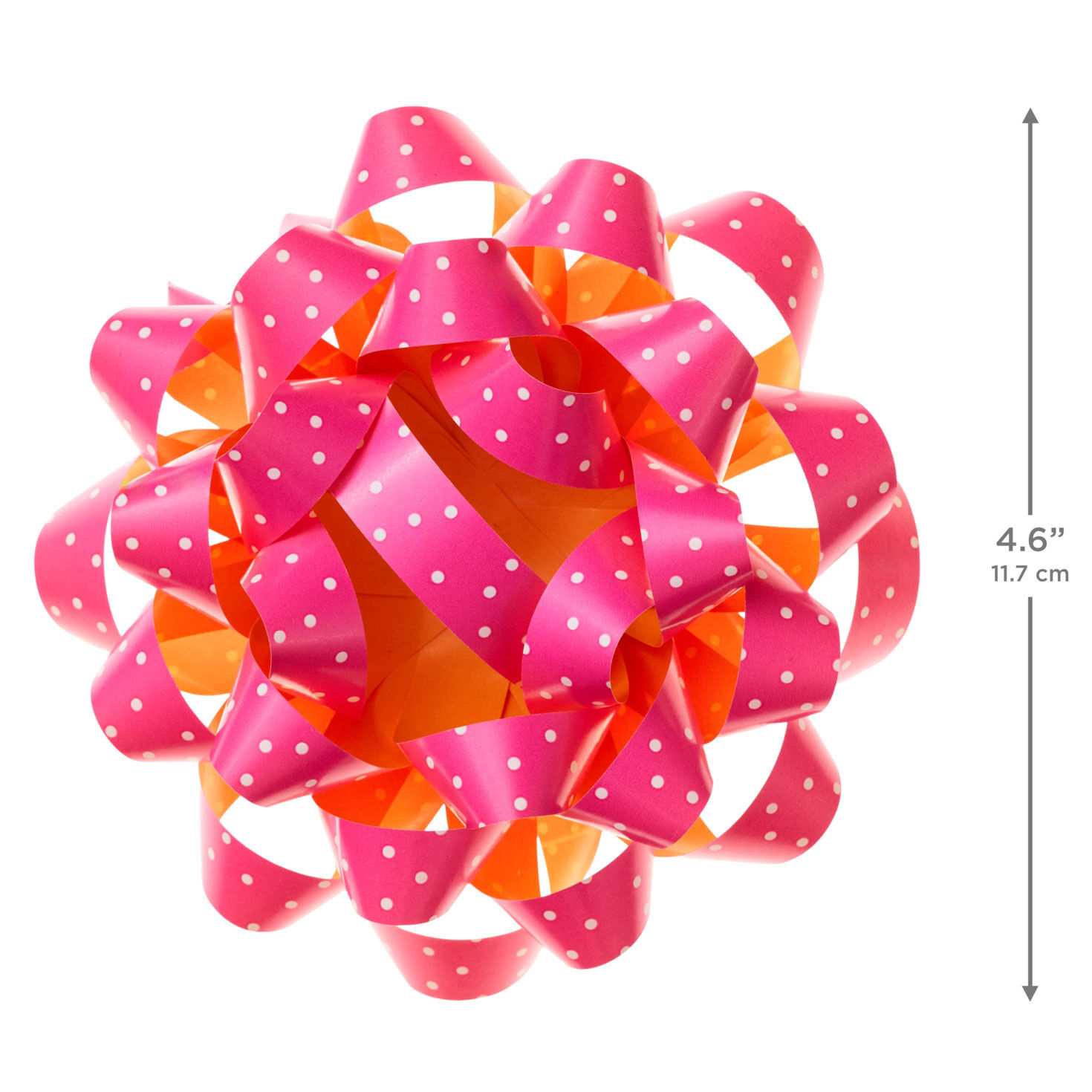 Pink With Dots and Orange on Reverse Gift Bow measurement image number 3