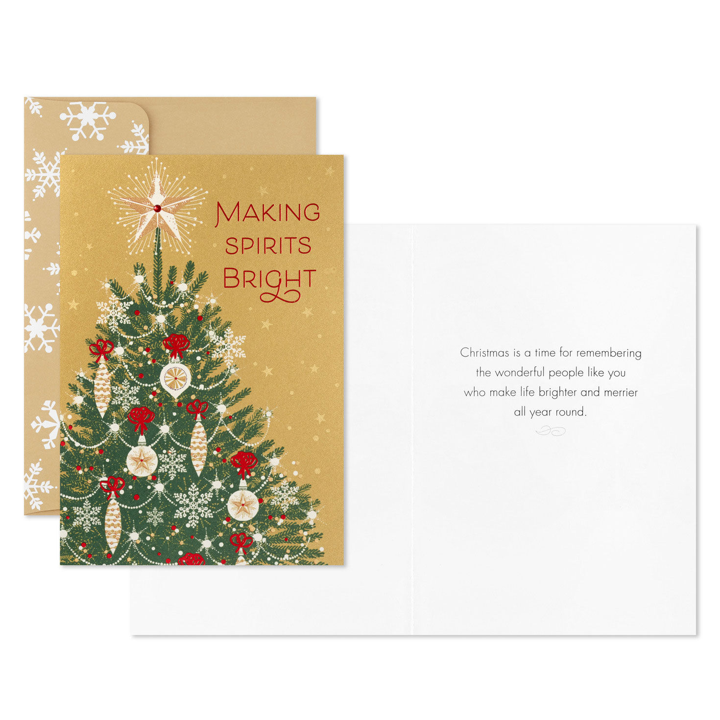 Christmas Tree on Gold Boxed Christmas Cards, Pack of 16, , large image number 3