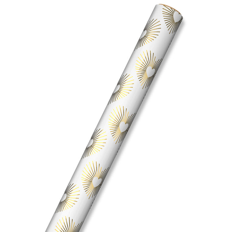 Gold Hearts on White Wrapping Paper, 15 sq. ft., , large image number 6