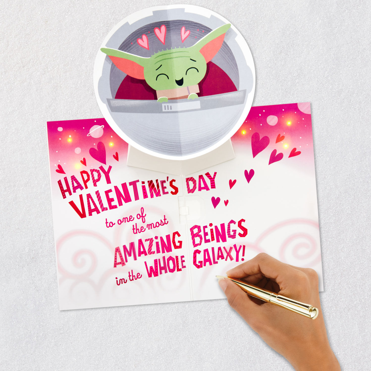 Musical Pop-Up Grogu Star Wars Valentine's Day Card signing card image number 6