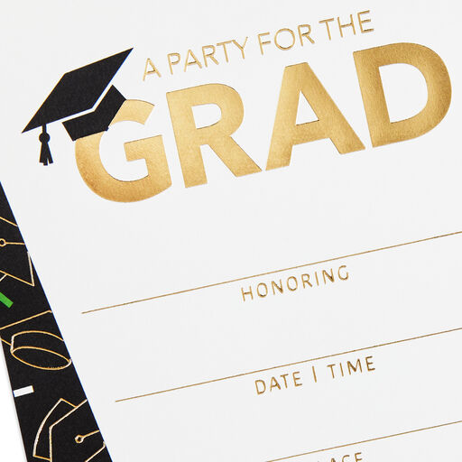 Caps and Confetti 10-Pack Graduation Party Invitations, 