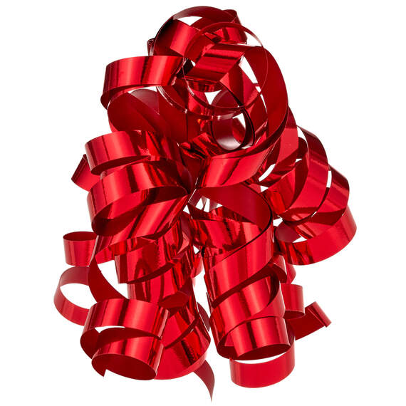 6.5" Red Matte and Metallic Curly Ribbon Gift Bow