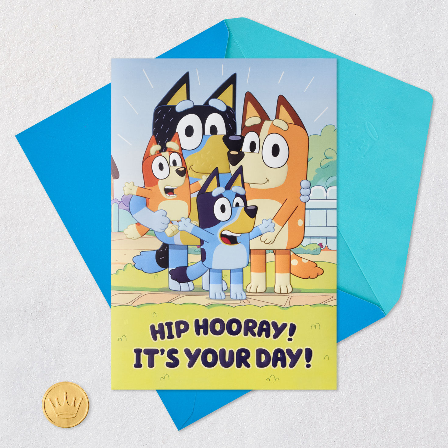 Bluey It's Your Day Musical Birthday Card for Kids Card Front with Envelope and Gold Seal image number 5